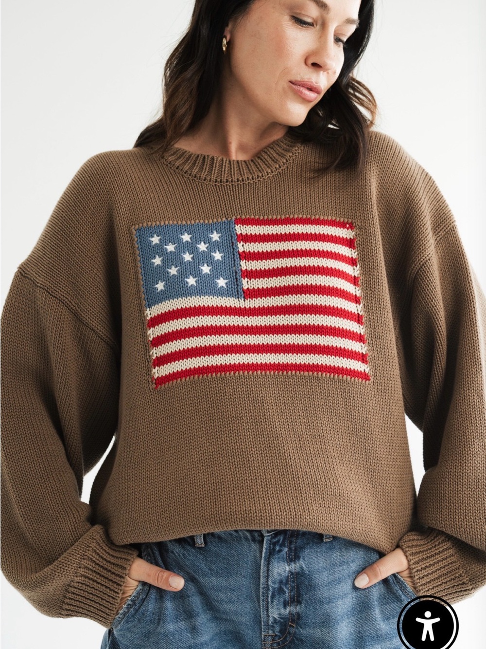 NEW- Carly Jean Americana Sweater- Brown